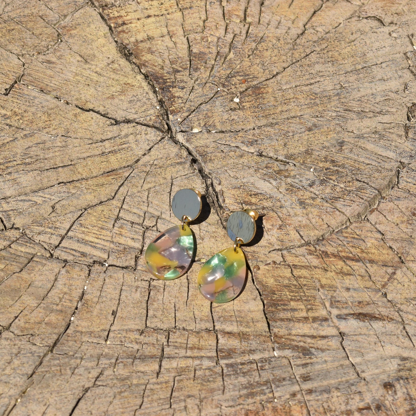 Kate Wide Droplet Earring - Lilac & Pinks
