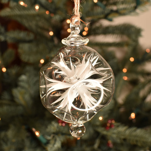 Retro Trumpets Handblown Glass Bauble - White - Large