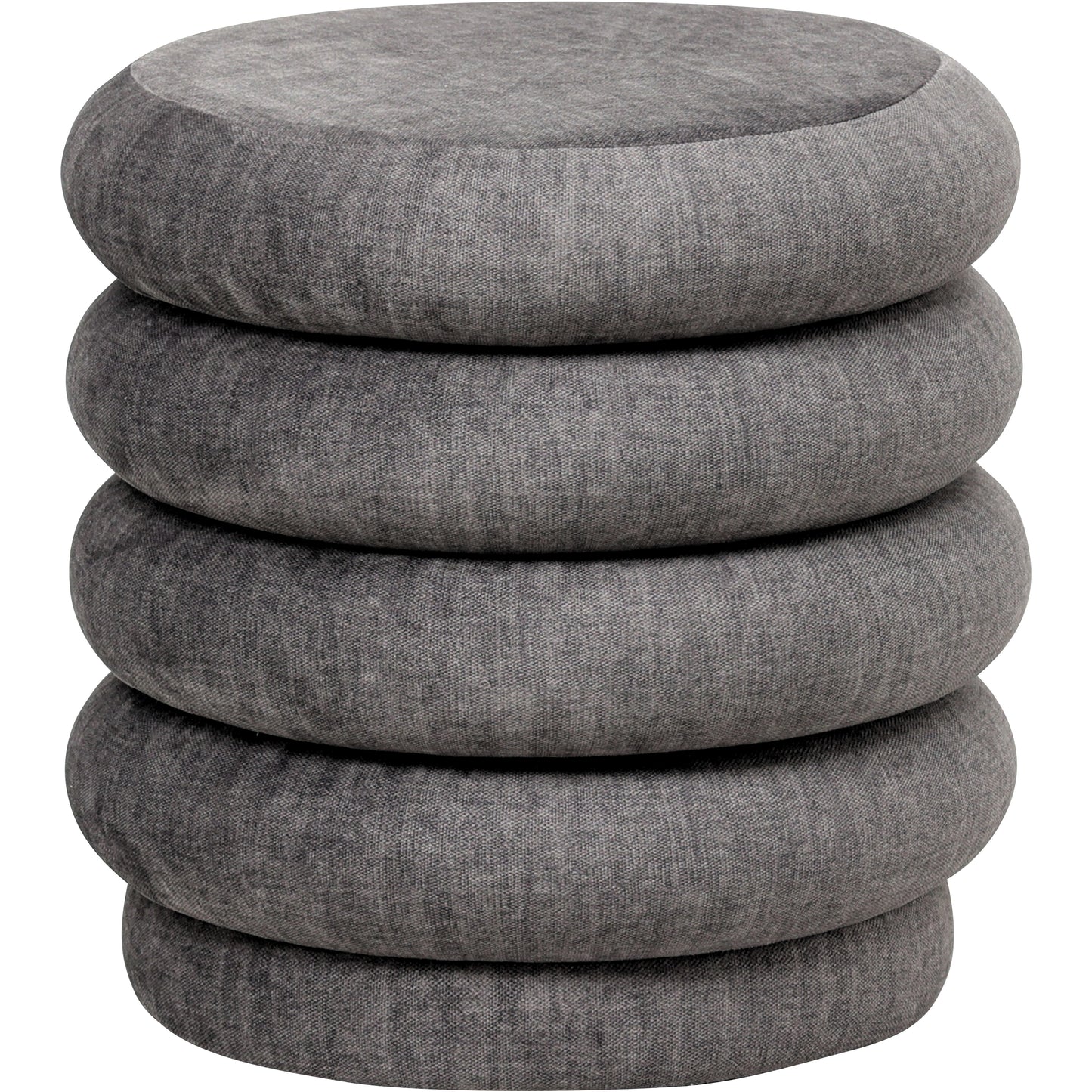 Ribbed Upholstered Footstool - Grey