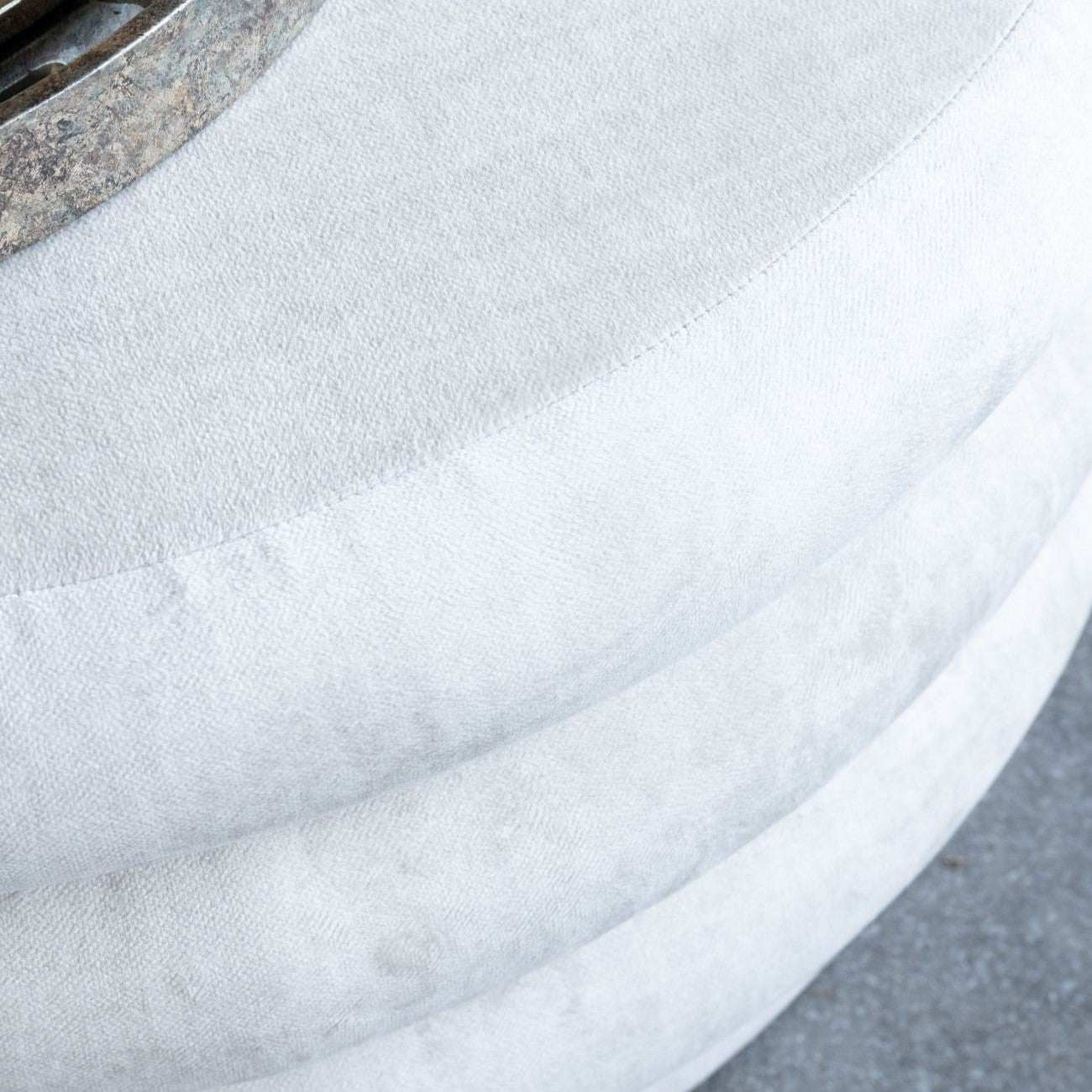 Large Ribbed Footstool With Storage - Cream