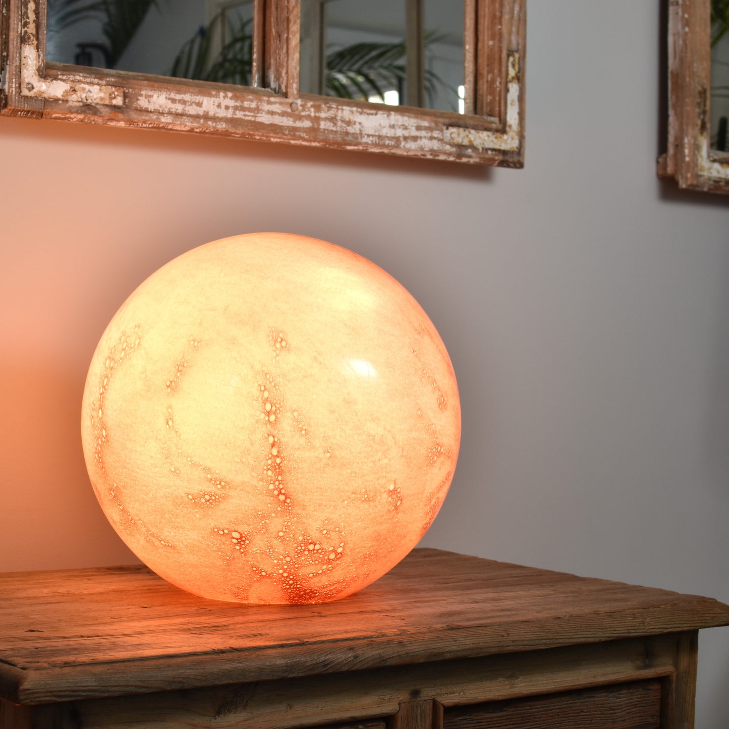 Rose Pink Quartz Handblown Glass Lamp - Sphere Large