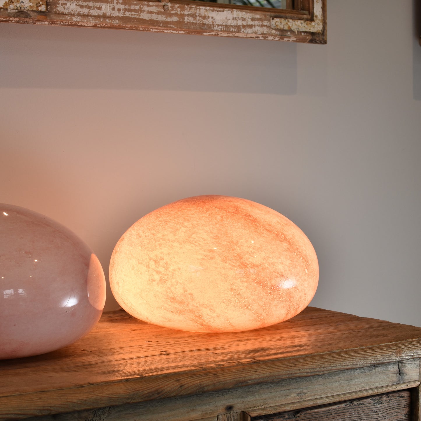 Rose Pink Quartz Glass Lamp - Pebble