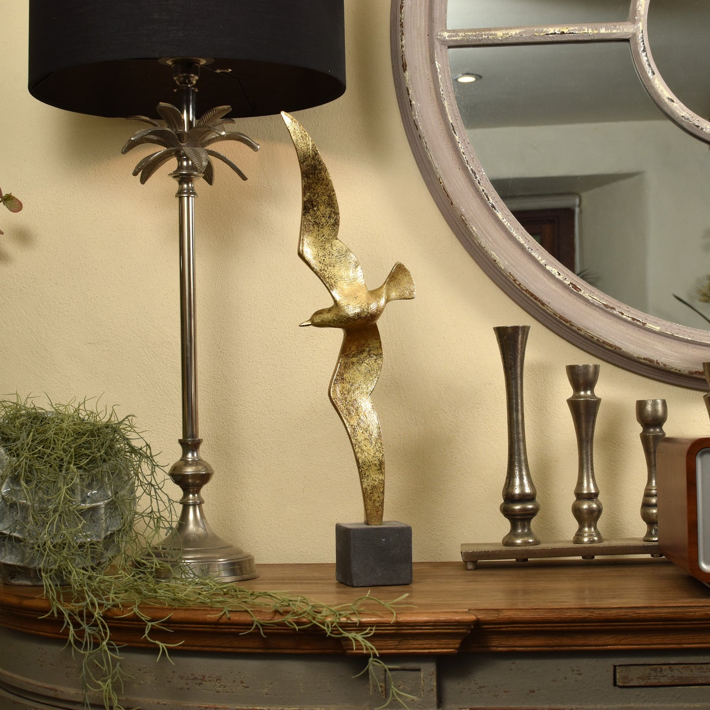 Decorative Sea Gull Bird Sculpture - Gold