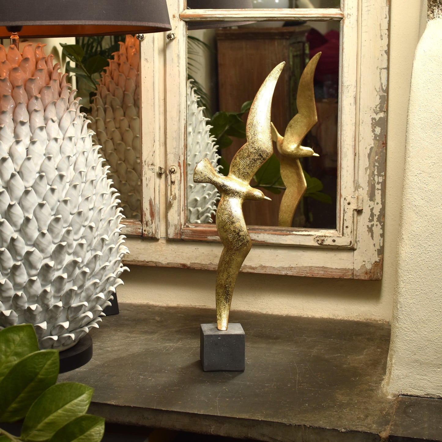Decorative Sea Gull Bird Sculpture - Gold