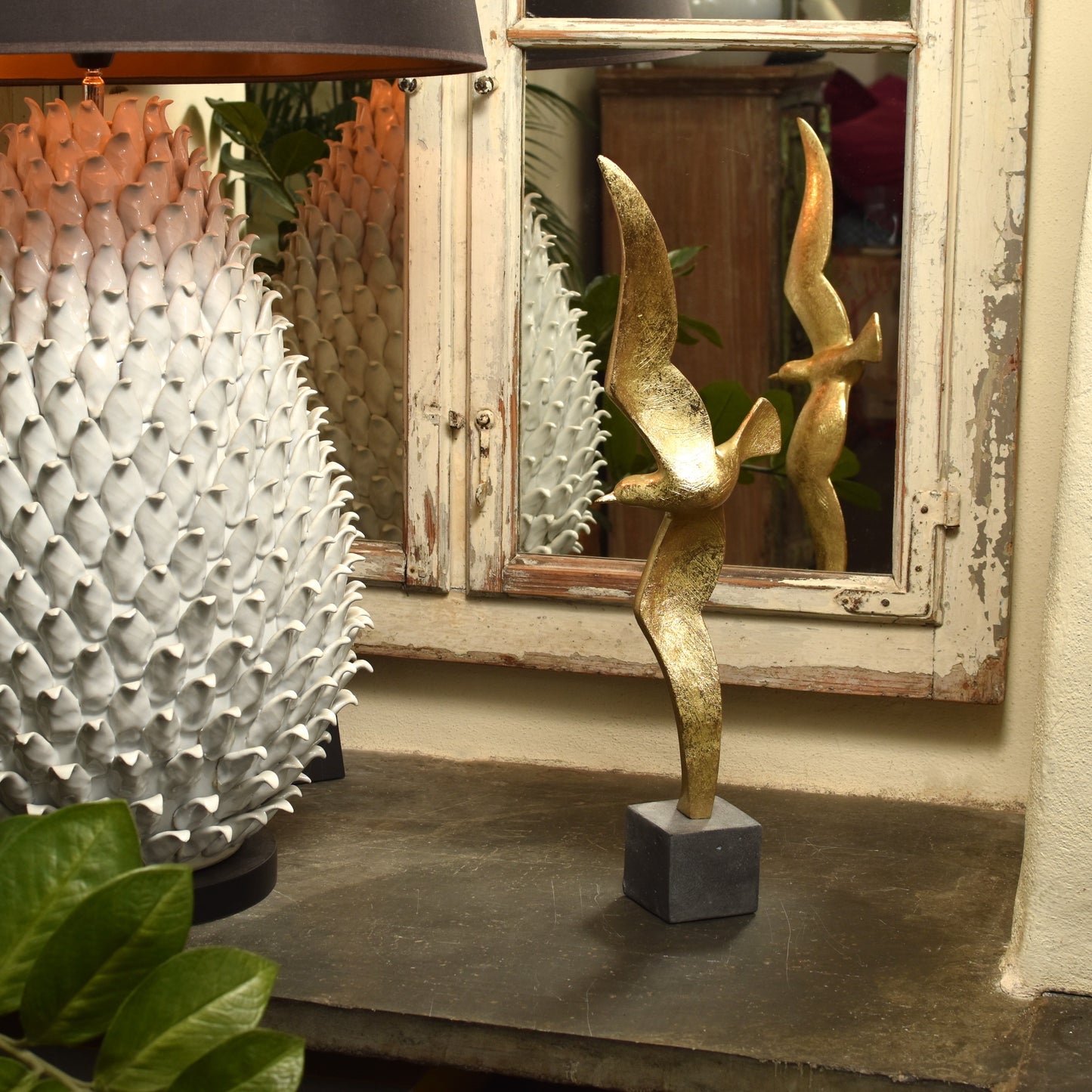 Decorative Sea Gull Bird Sculpture - Gold