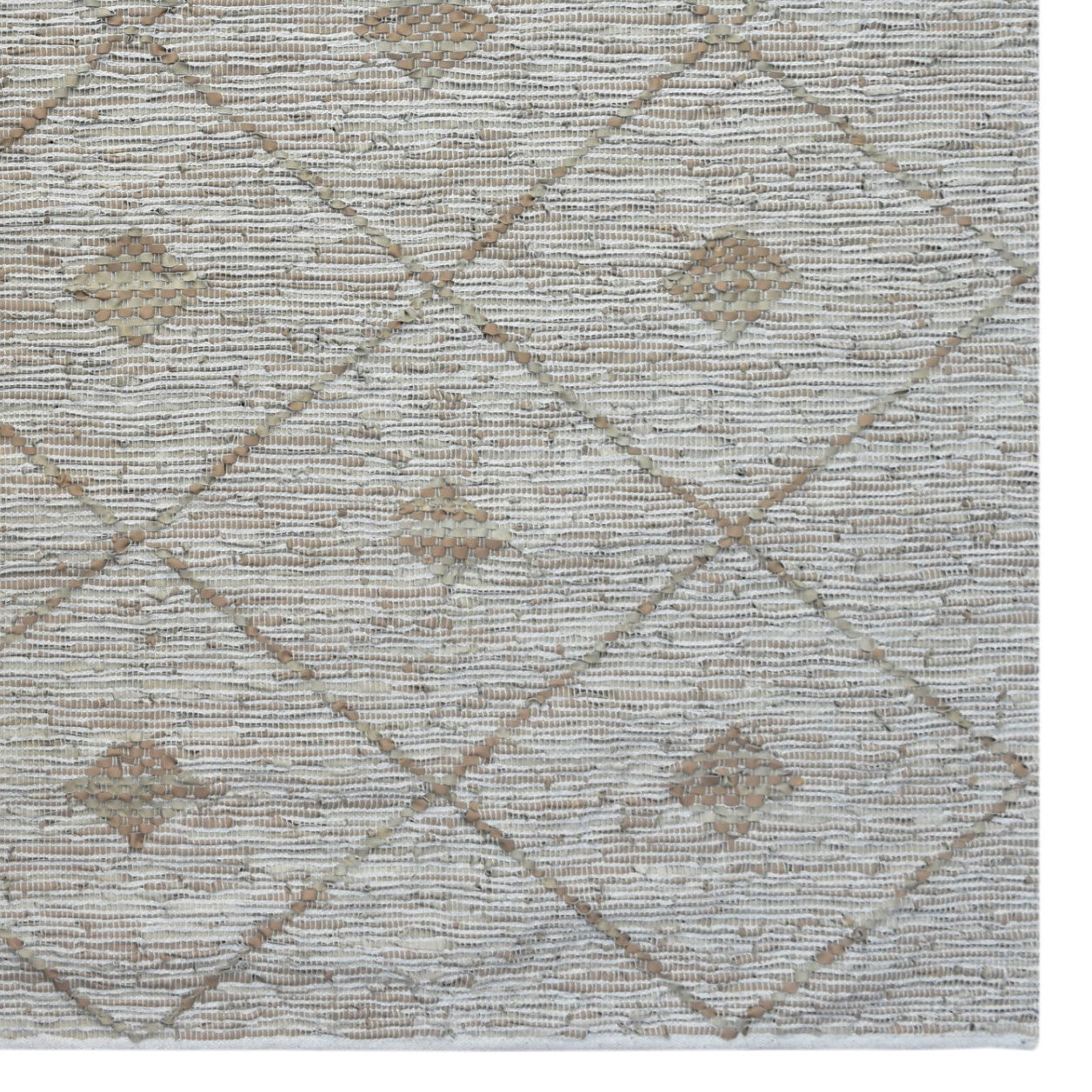 Siesta - Handwoven Leather Floor Rug - Beige - 160x230cm