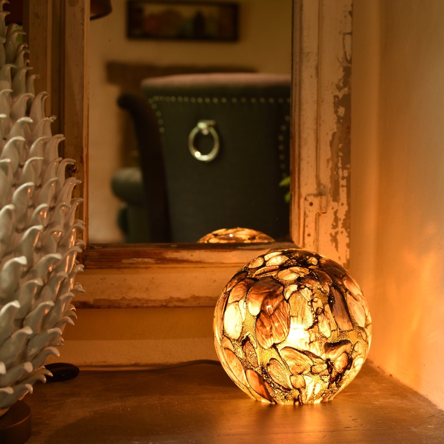 Mountain Springs Quartz Handblown Glass Lamp - Sphere Small