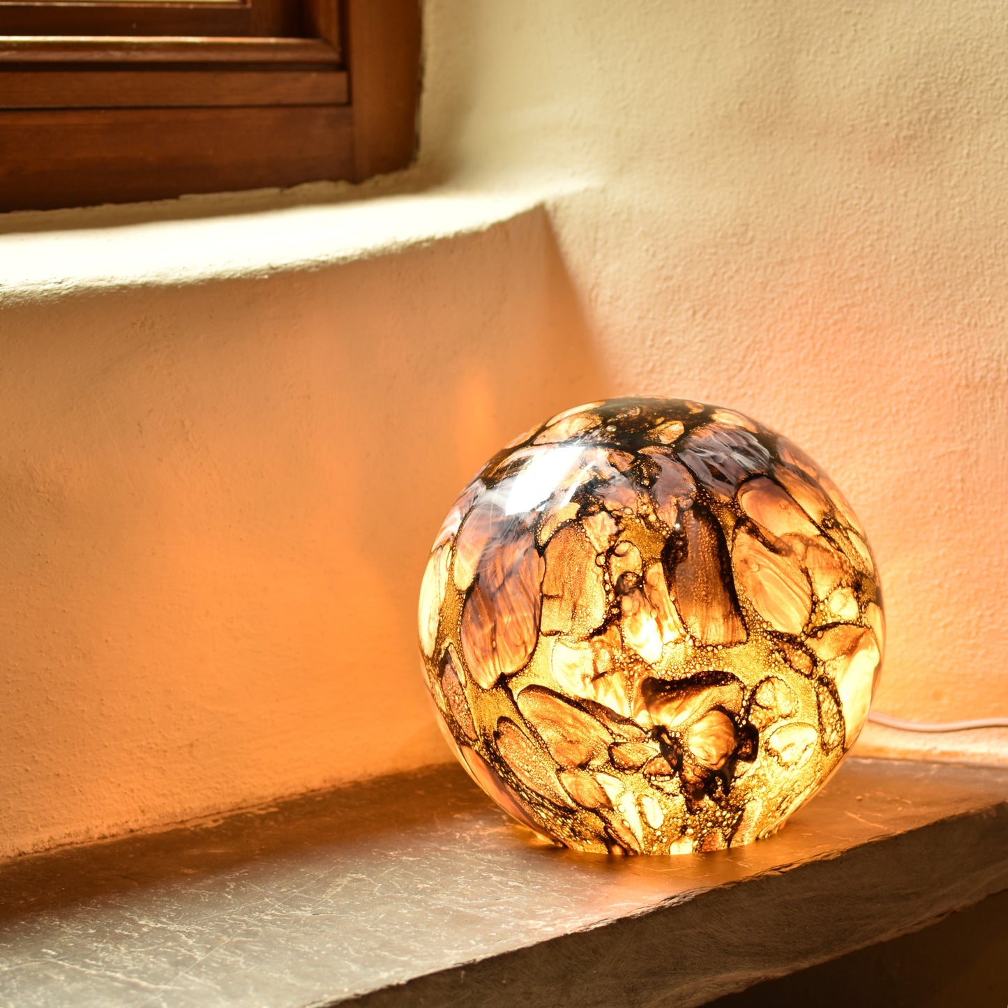 Mountain Springs Quartz Handblown Glass Lamp - Sphere Small