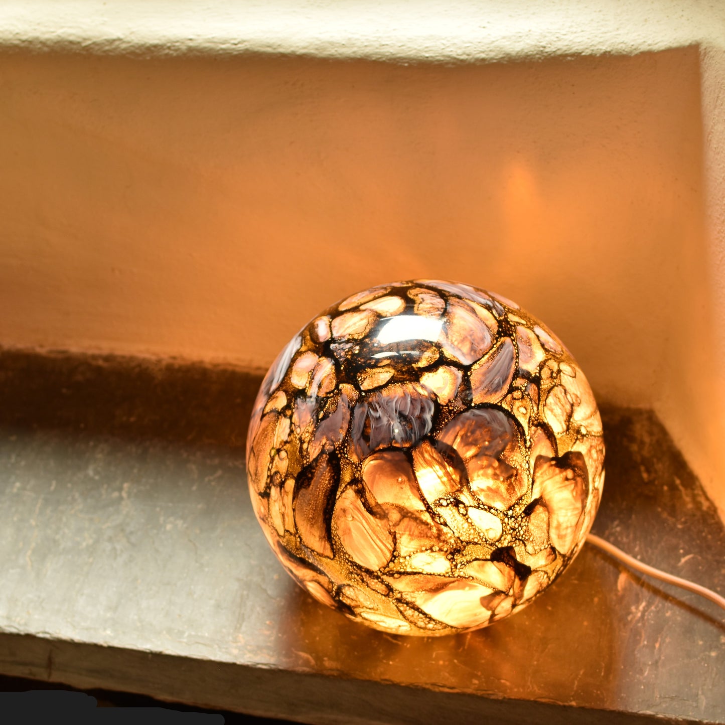 Mountain Springs Quartz Handblown Glass Lamp - Sphere Small