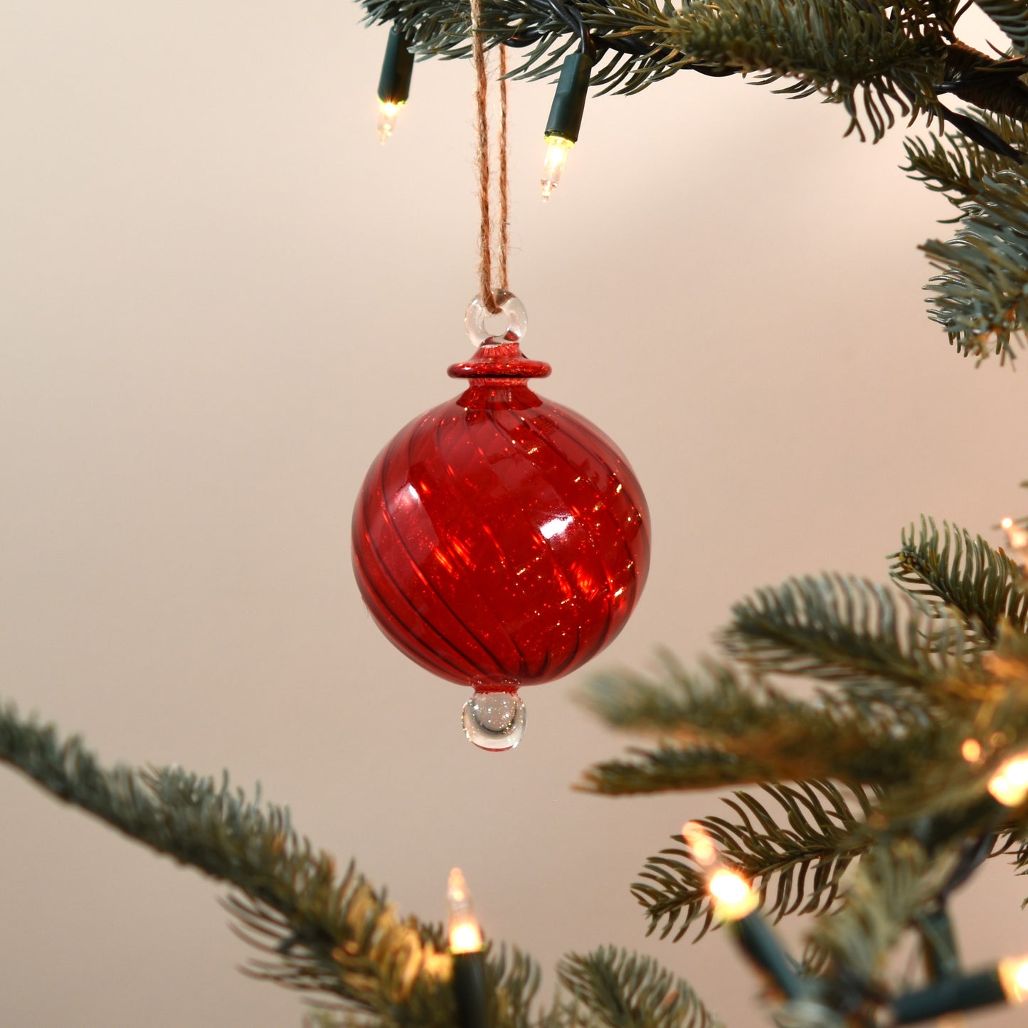 Spiral - Egyptian Glass Bauble - Red - Large