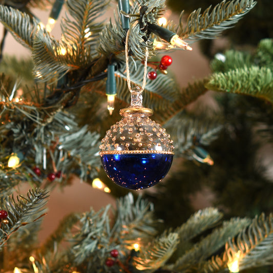 Horizon Handblown Glass Bauble - Gold & Blue - Small