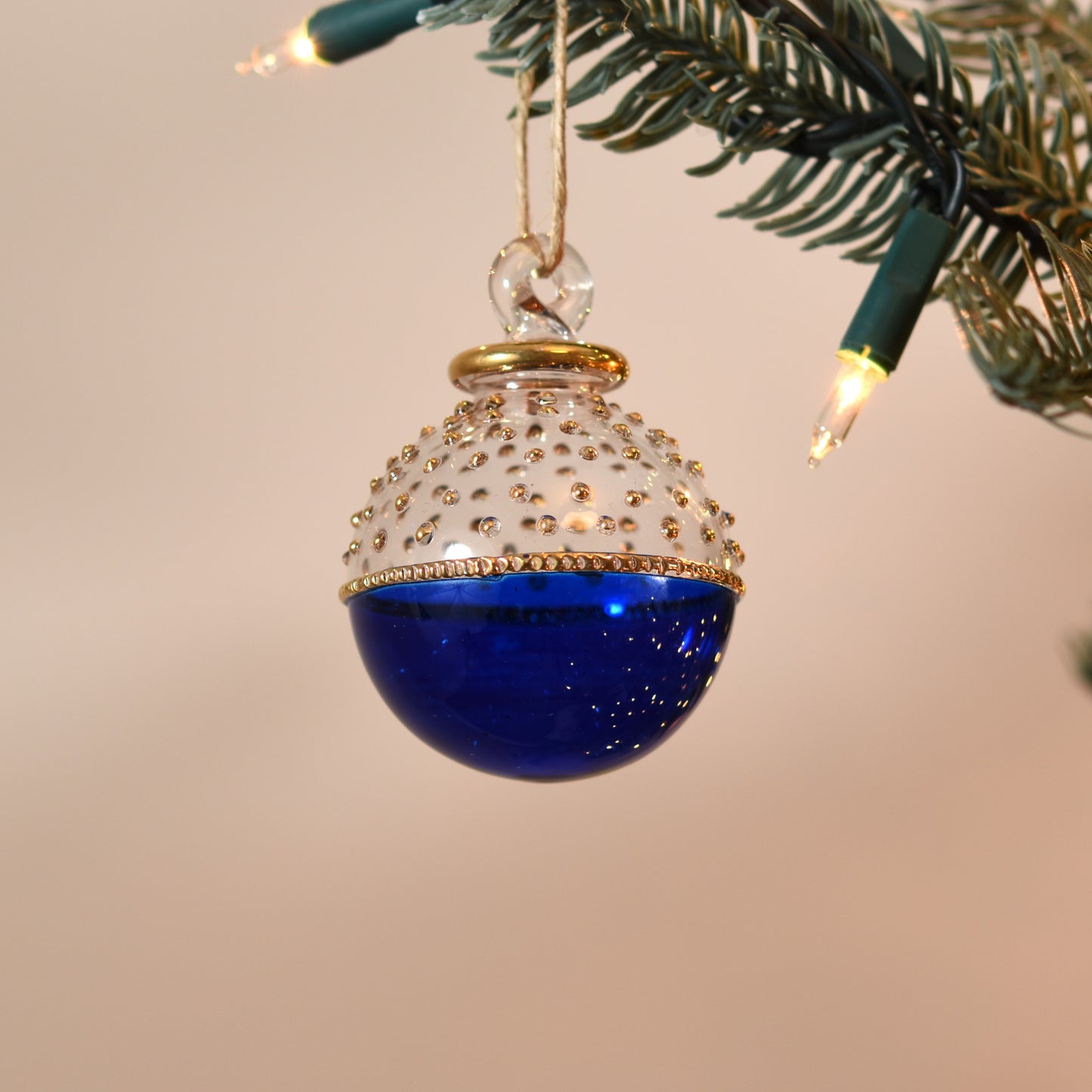 Horizon Handblown Glass Bauble - Gold & Blue - Small
