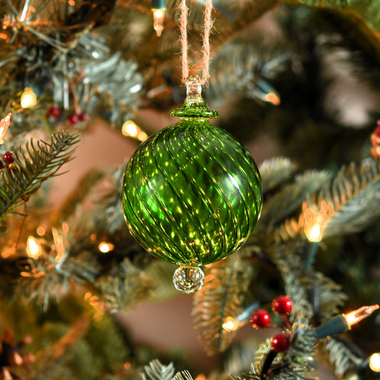 Spiral Egyptian Glass Bauble - Emerald Green - Large