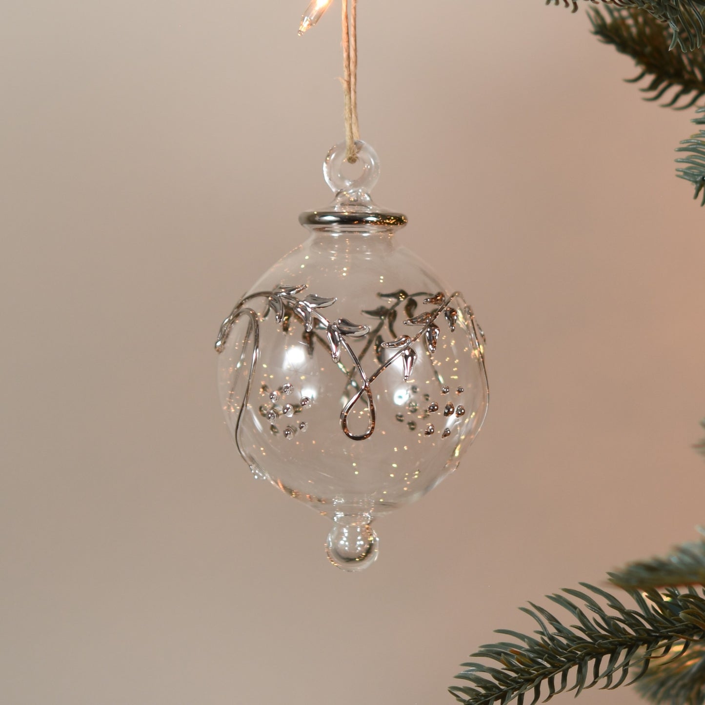 Love Heart Egyptian Glass Bauble - Silver - Large