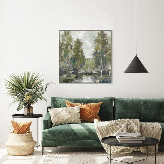 Trees At Dawn Framed Canvas Print