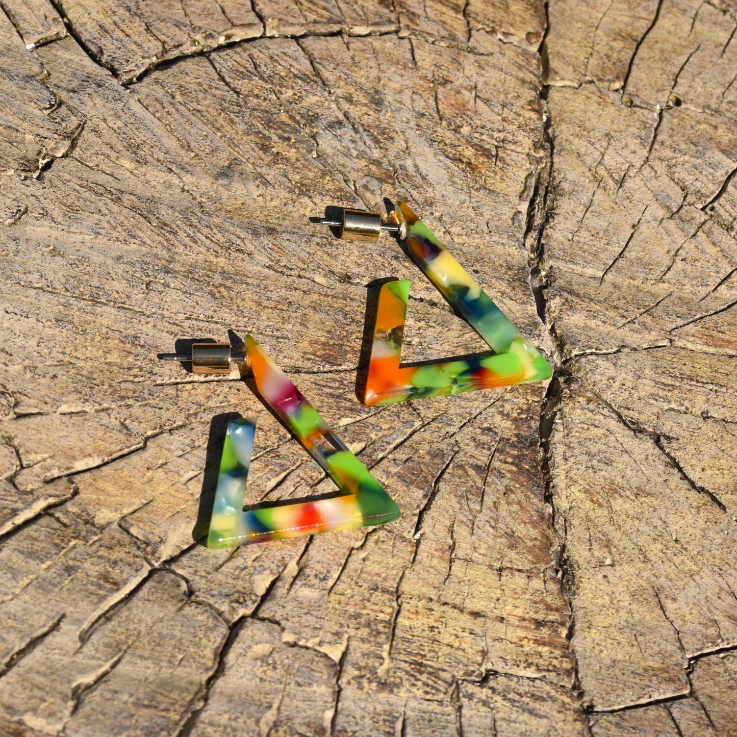 Triangular Hoop Earring - Tropical