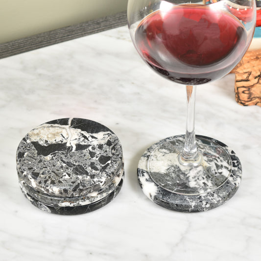 Solid Marble Coasters - Black Zebra