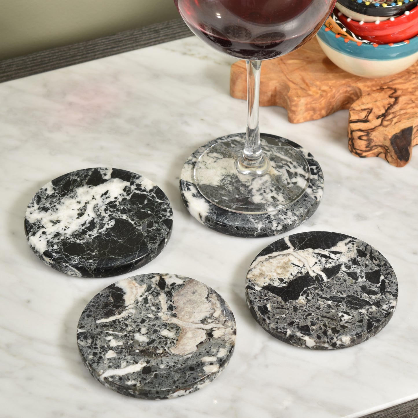 Solid Marble Coasters - Black Zebra