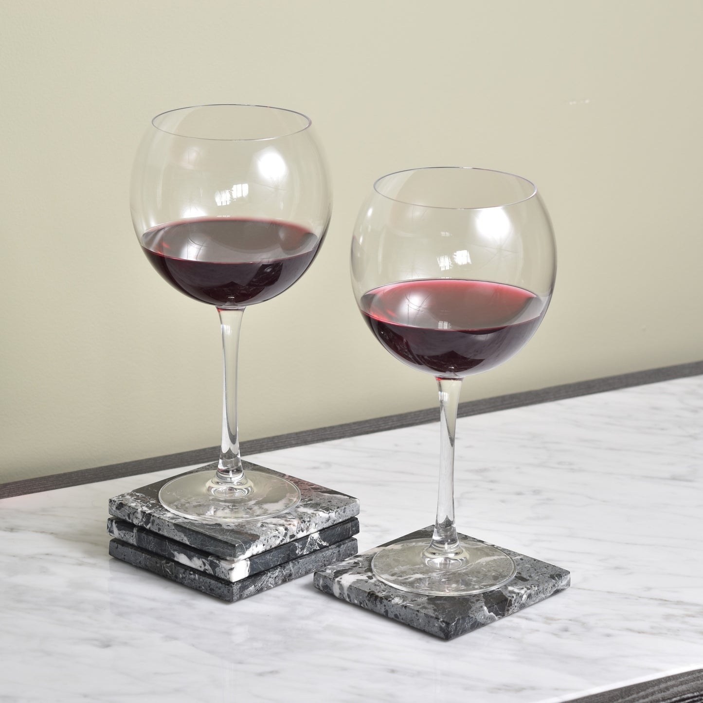 Solid Marble Coasters - Black Zebra Square