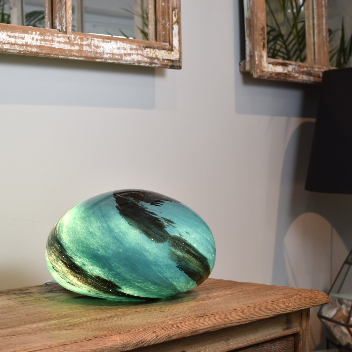 Aqua Glass Lamp - Pebble