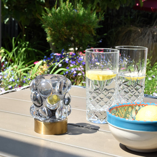 Bobble Design Glass LED Battery Light - Smoky Grey