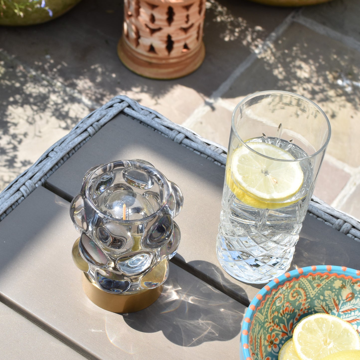 Bobble Design Glass LED Battery Light - Smoky Grey