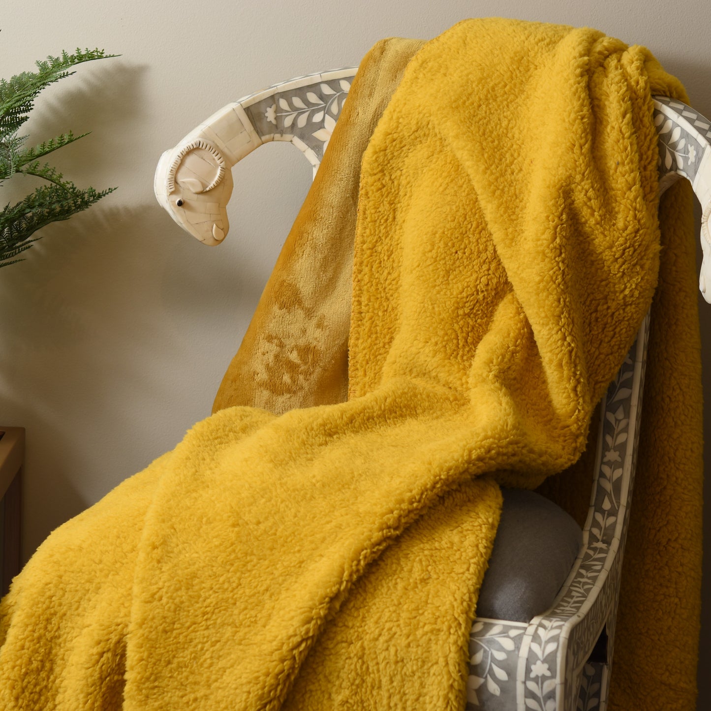 Golden Mustard Fleece Throw