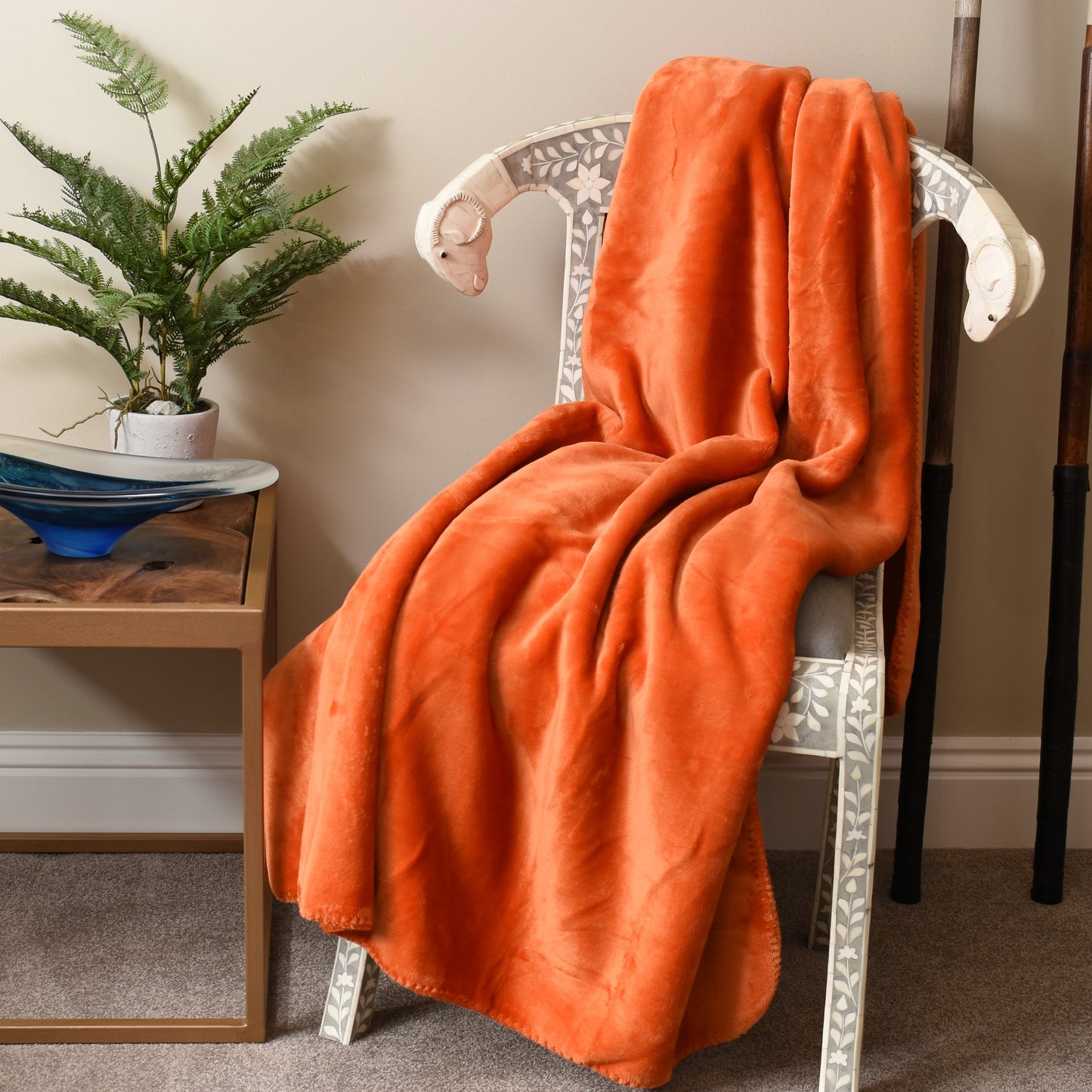 Bright Orange Fleece Throw