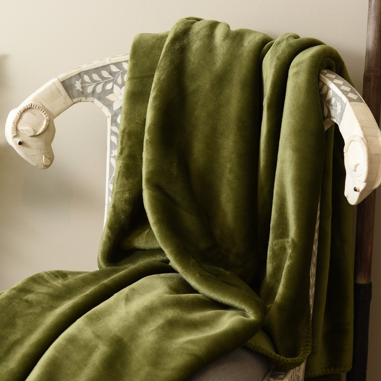 Olive Green Fleece Throw