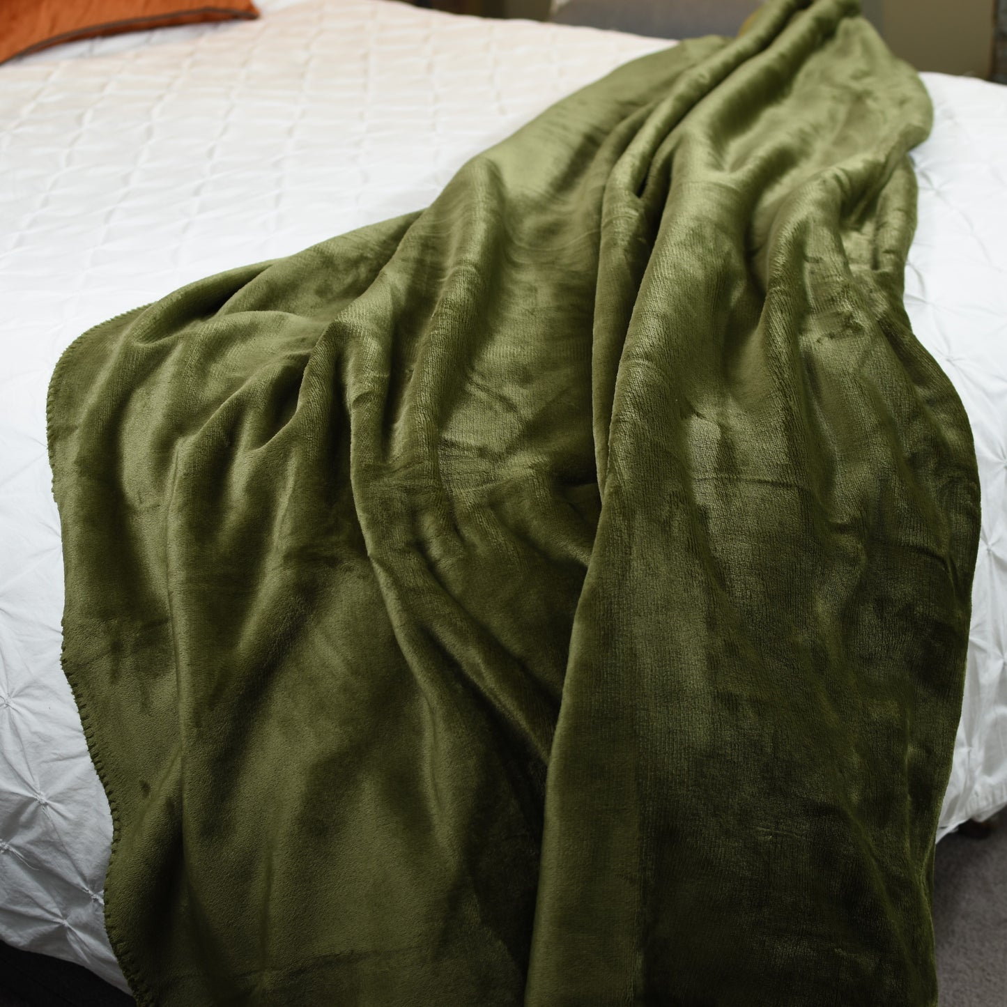 Olive Green Fleece Throw