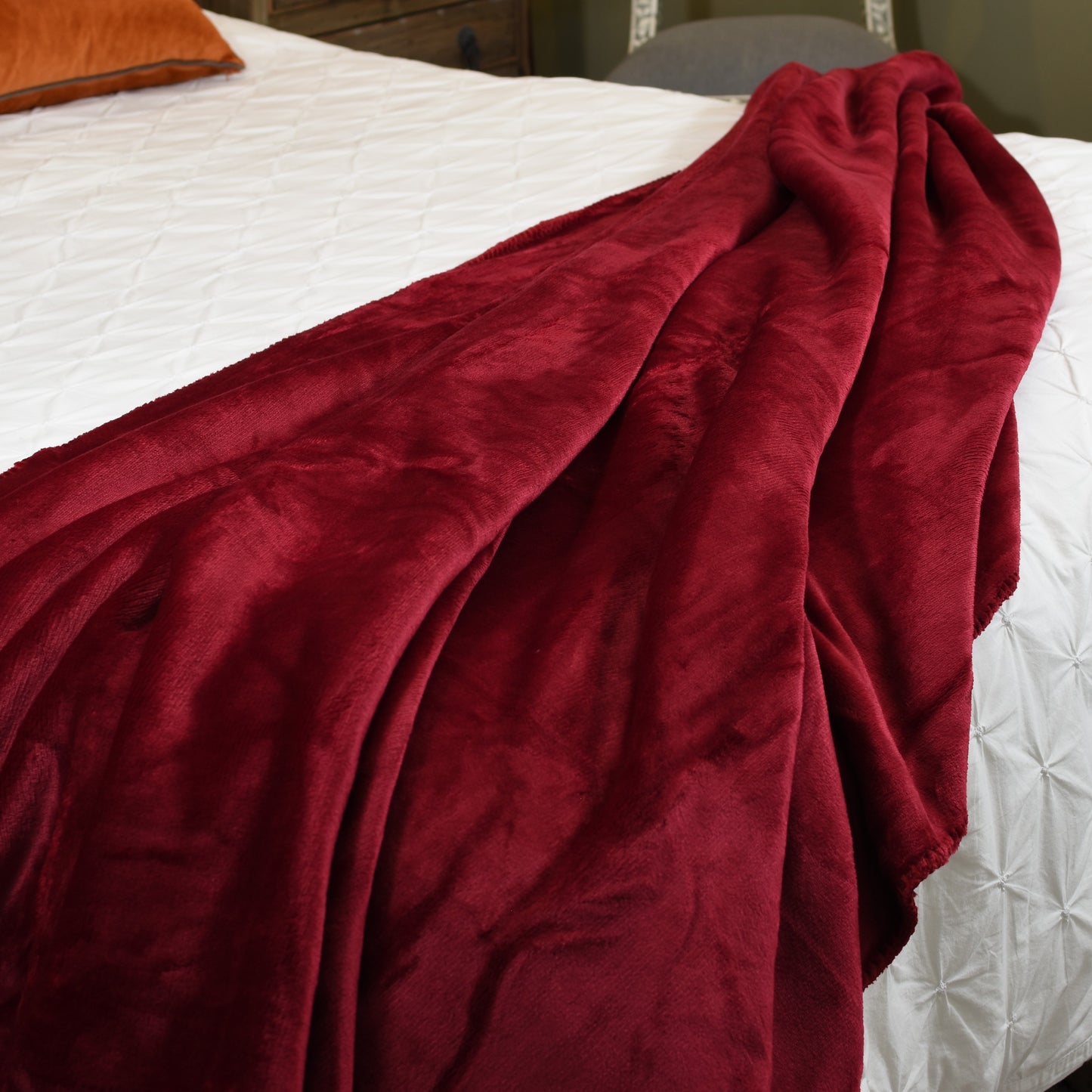 Wine Red Fleece Throw