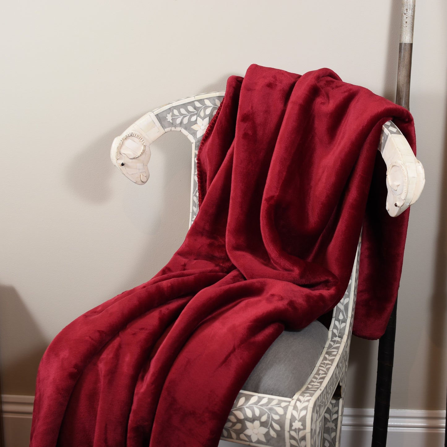 Wine Red Fleece Throw