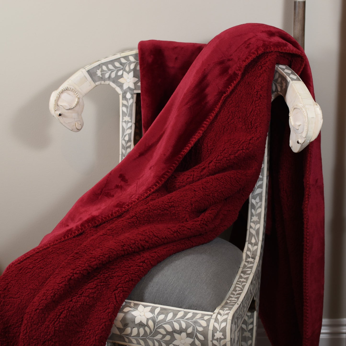 Wine Red Fleece Throw