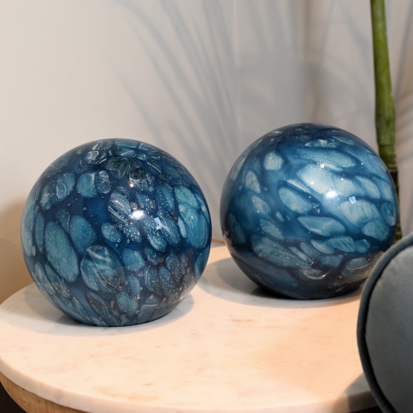 Blue Quartz Handblown Glass Lamp - Sphere Small