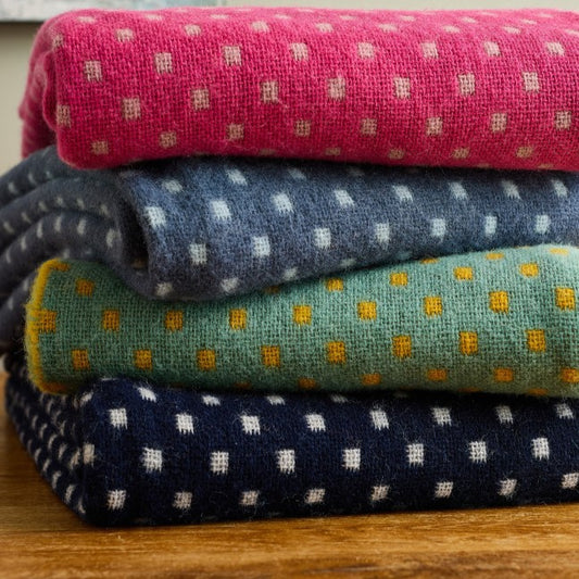 Sea Green & Yellow Dot Pure Wool Throw 200cm