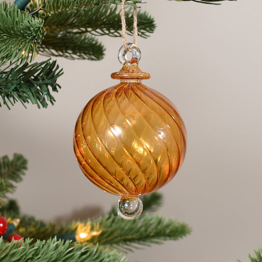 Spiral Egyptian Glass Bauble - Amber - Large