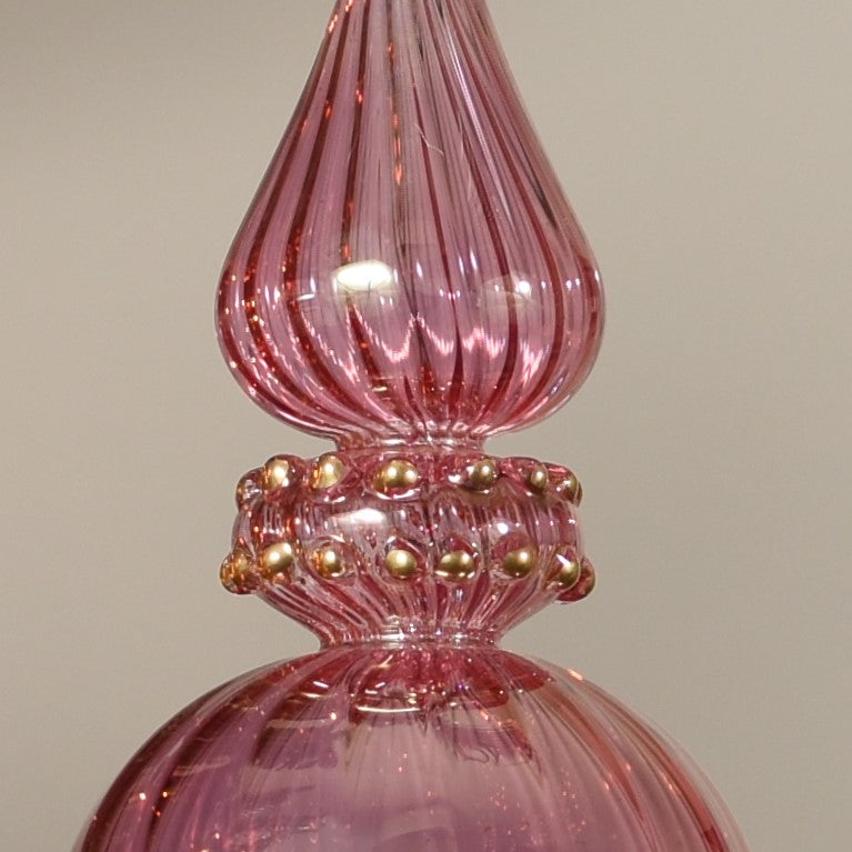 Spiral Droplet - Egyptian Glass Bauble - Pink & Gold - Large