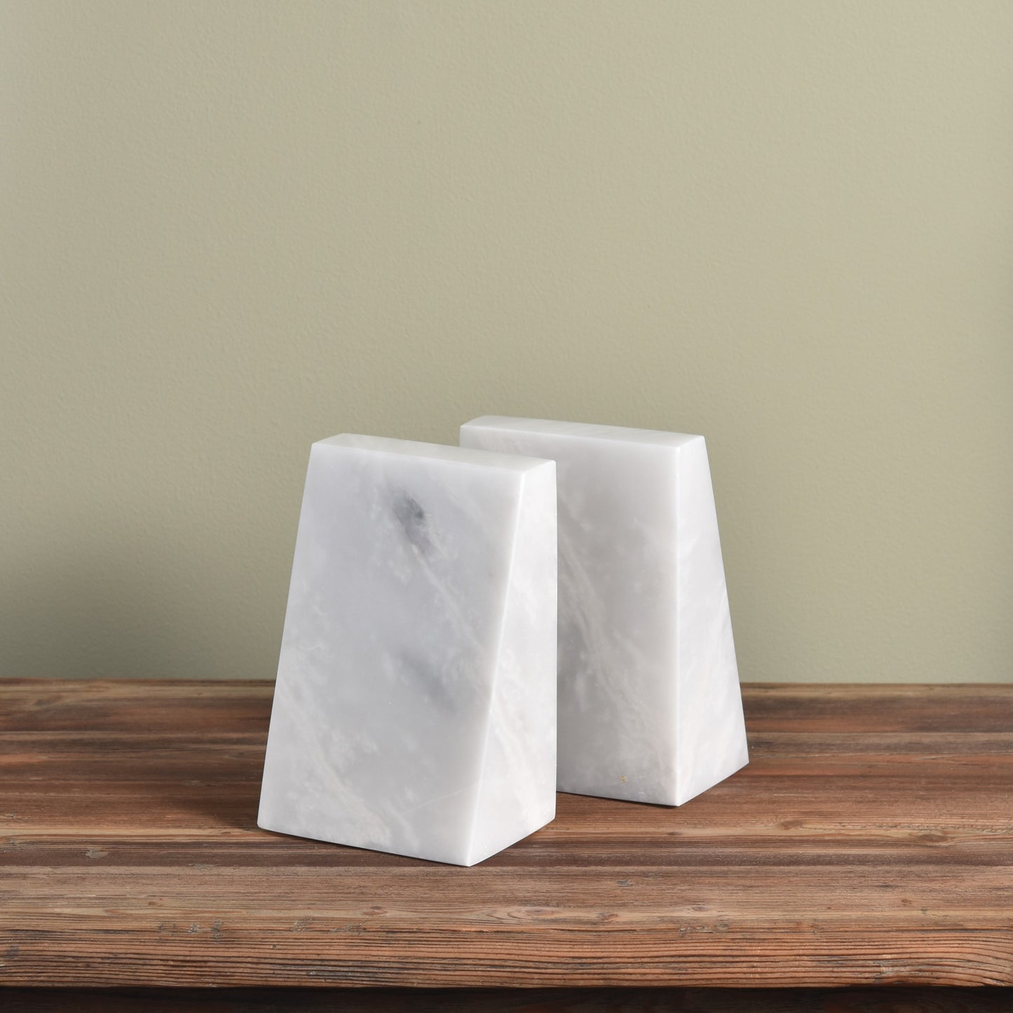 Solid Marble Bookends - White Marble