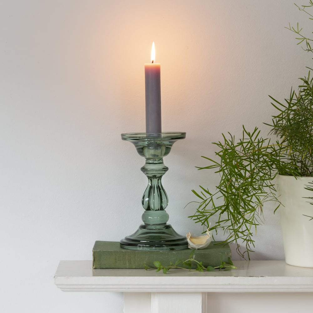 Drip Catching Green Candle Stick Holder