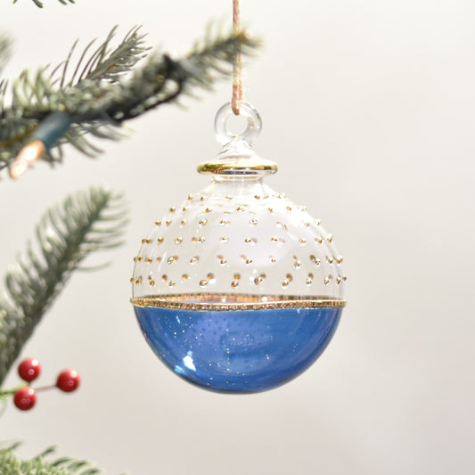 Horizon Handblown Glass Bauble - Blue - Large
