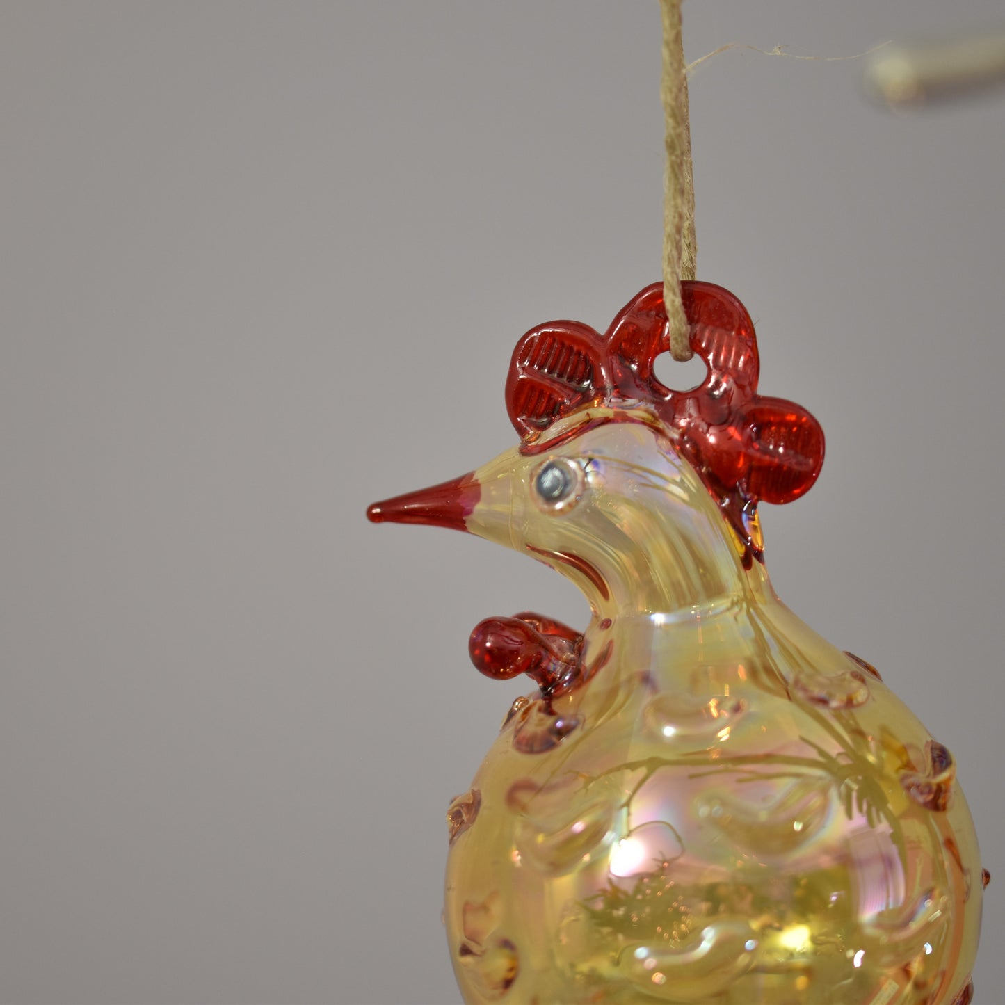 Retro Chicken Handblown Glass Bauble