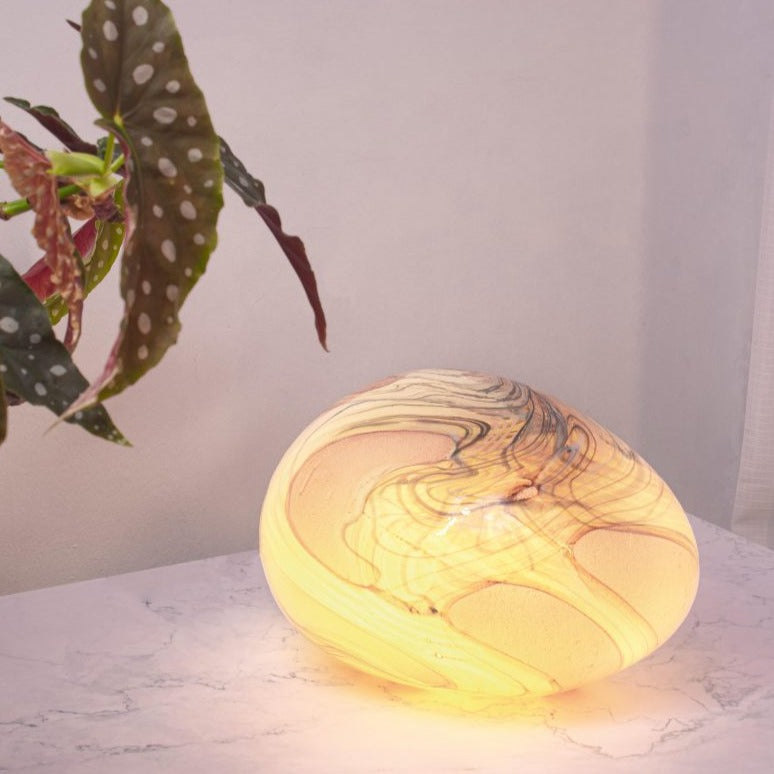 Pink Marble Handblown Glass Lamp - Rock