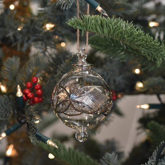 Gatsby Handblown Glass Bauble - Silver & Clear - Large