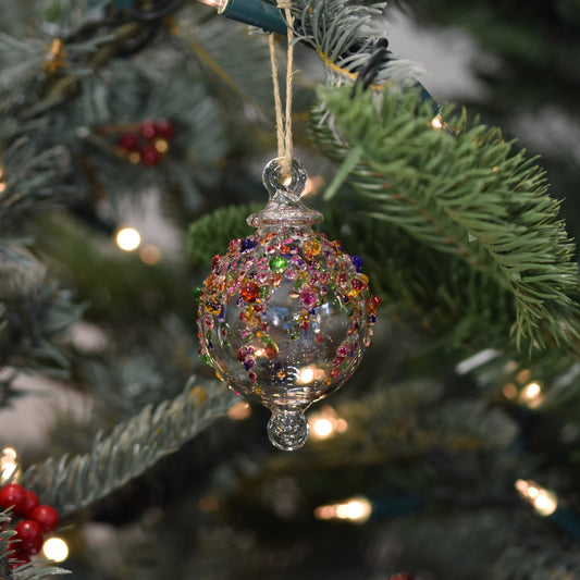 Gems Icicle Handblown Glass Bauble - Multi Colour - Small