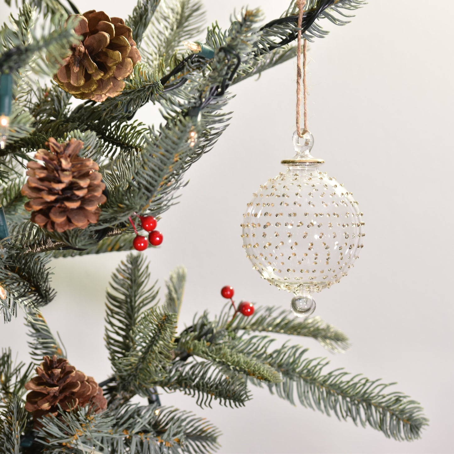 Dotty Gems Handblown Glass Bauble - Gold Colour - Large