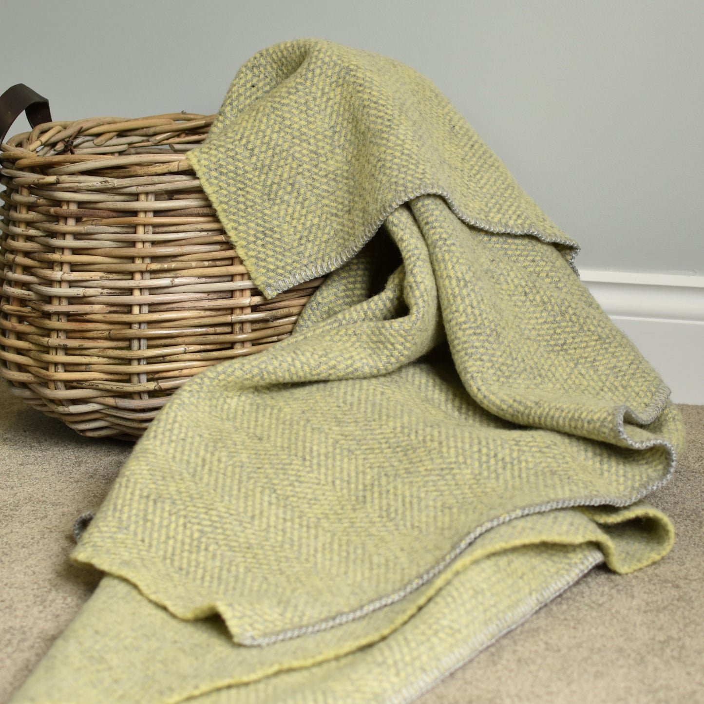 Grey & Yellow Pure Wool Throw