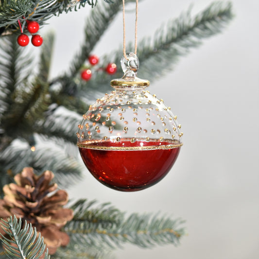 Horizon Handblown Glass Bauble - Red - Large