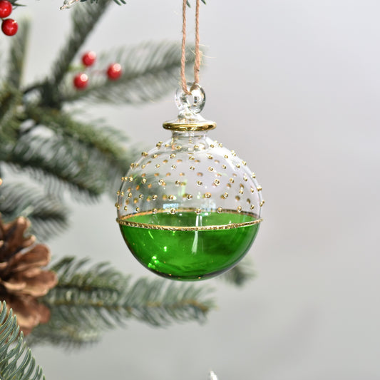 Horizon Handblown Glass Bauble - Green - Large