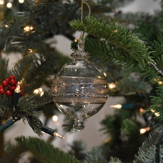 Infinity Handblown Glass Bauble - Silver & Clear - Large