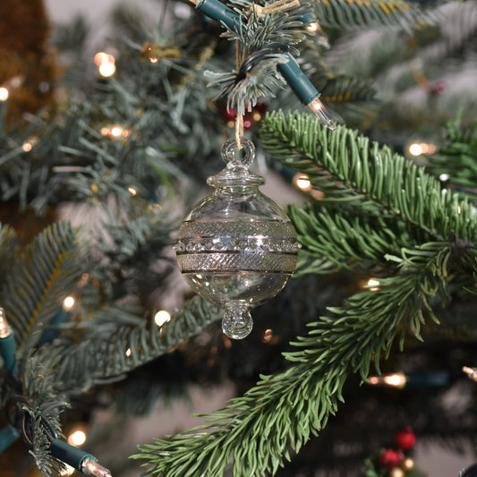 Infinity Handblown Glass Bauble - Silver & Clear - Small
